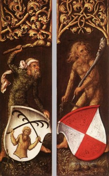  hombre Pintura - Hombres silvestres con escudos heráldicos Renacimiento septentrional Alberto Durero